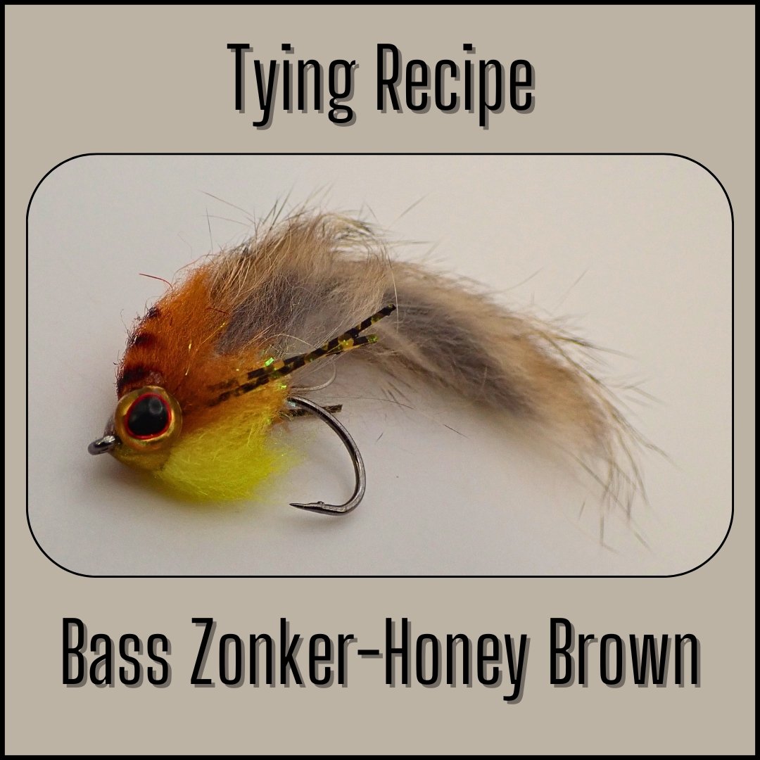 Fly tying recipe for the Honey Brown Bass Zonker, a smallmouth bass streamer designed by The Fly Guy, Matt Campbell.