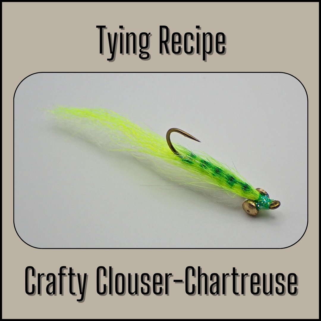 Tying recipe for the chartreuse Crafty Clouser Minnow, a modern twist on the classic streamer fly.