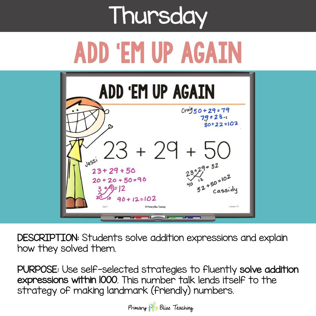 Third Grade Number Talks Unit 1 for Building Number Sense and Mental Math