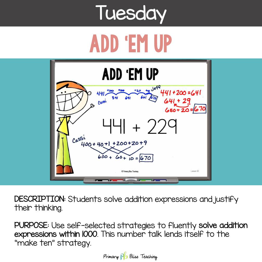 Third Grade Number Talks Unit 1 for Building Number Sense and Mental Math