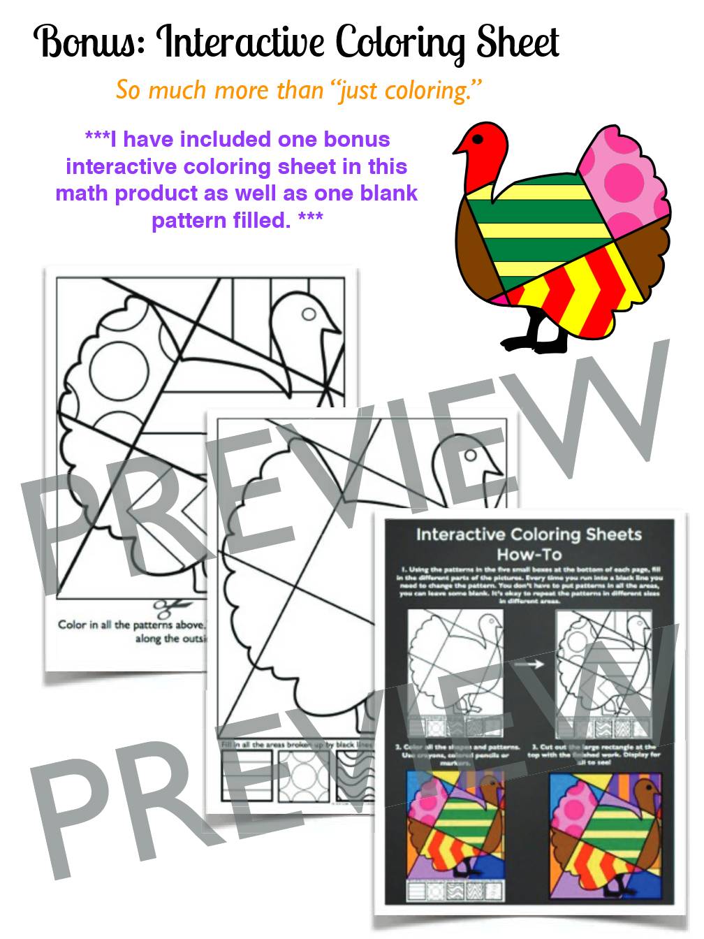 "Pop Art" Thanksgiving Math Fact Coloring Sheets Activity | Great Review!