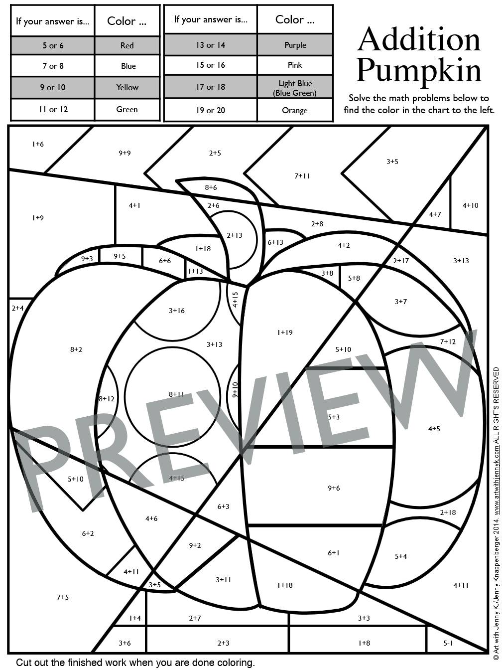 "Pop Art" Thanksgiving Math Fact Coloring Sheets Activity | Great Review!