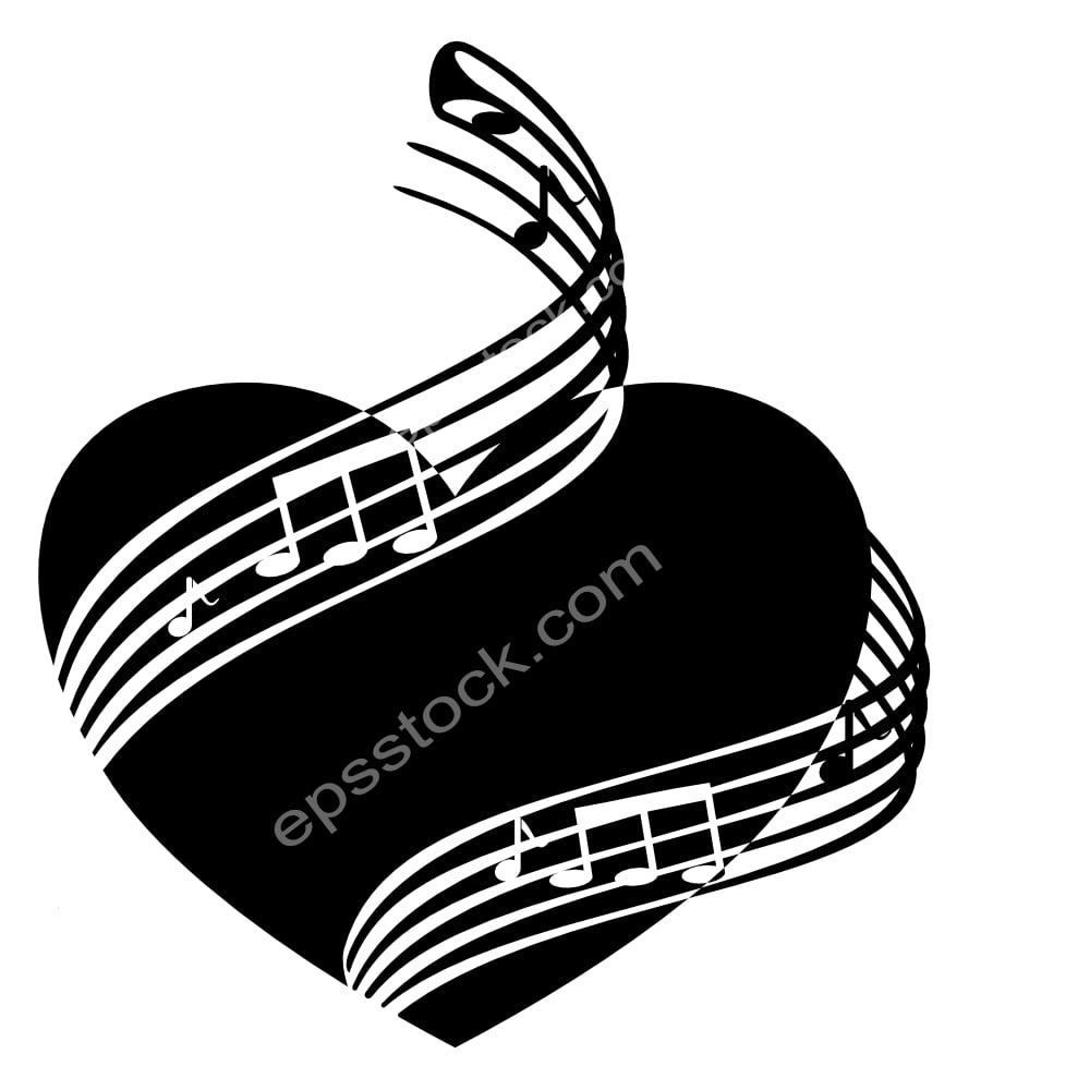 music notes around heart