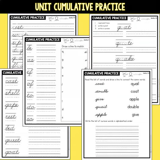 Cursive Handwriting Practice Pages