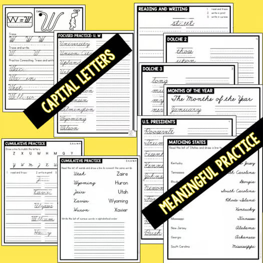 Cursive Handwriting Practice Pages