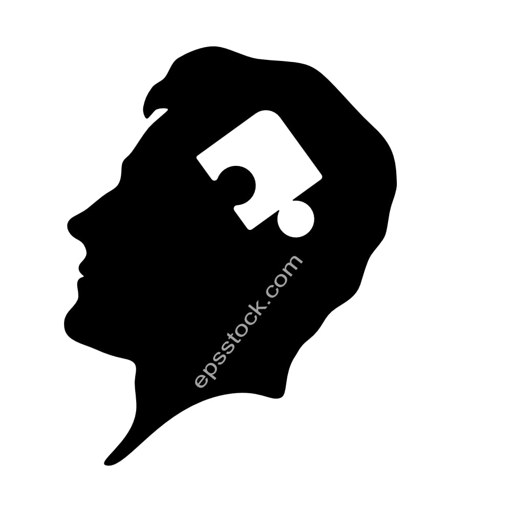 human head  with a missing puzzle piece