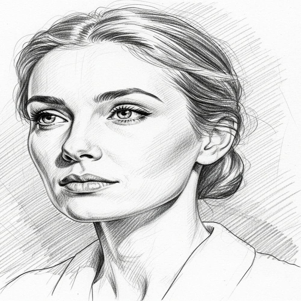 Realistic Woman Pencil Sketch