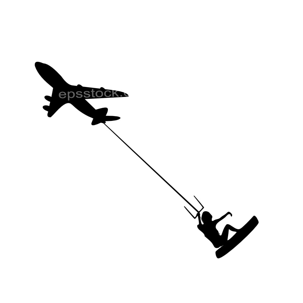 kiteboarder with airplane