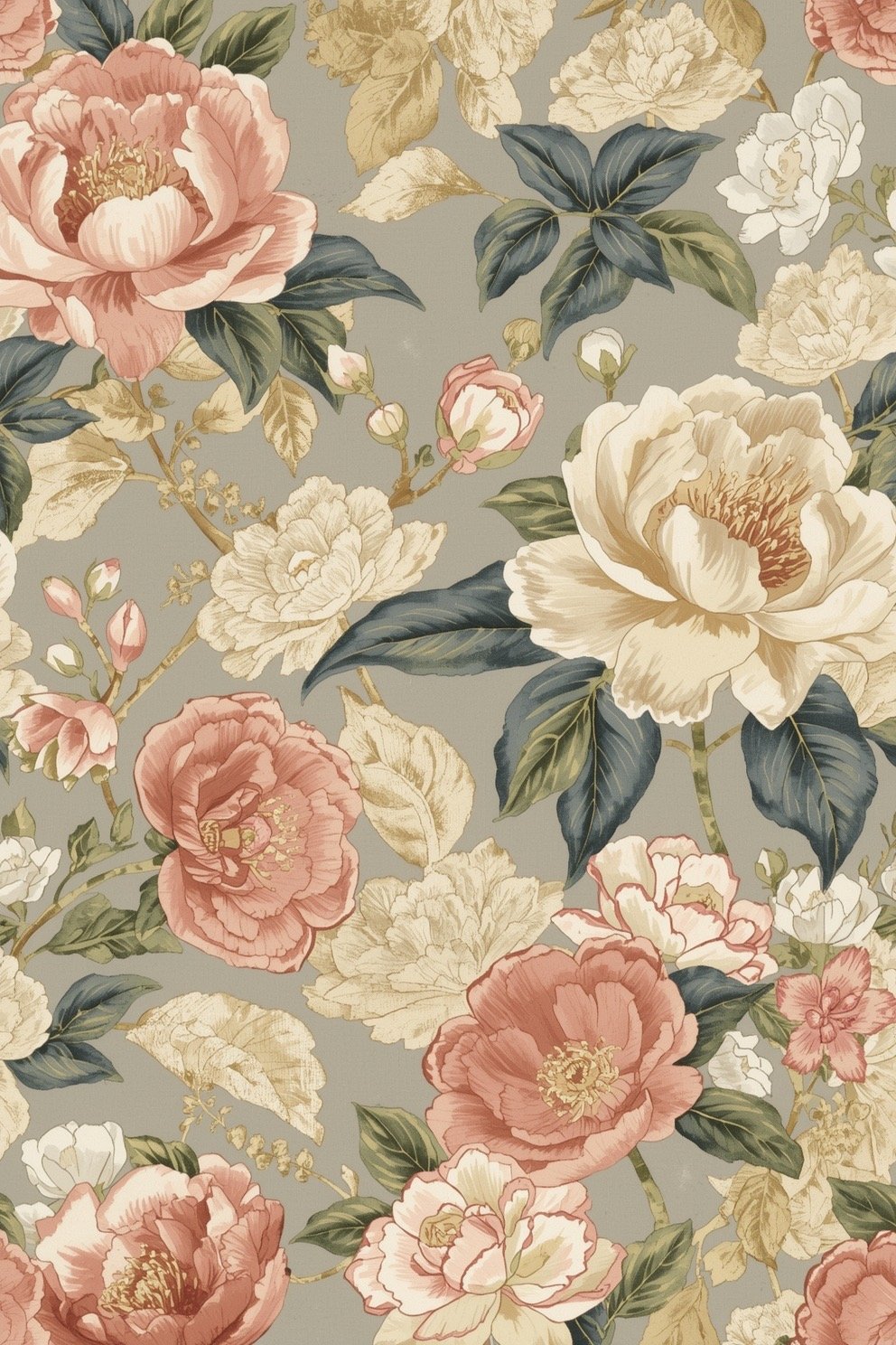 Vintage Floral Wall Art set of 4 | Peony Botanical Print | Digital ...