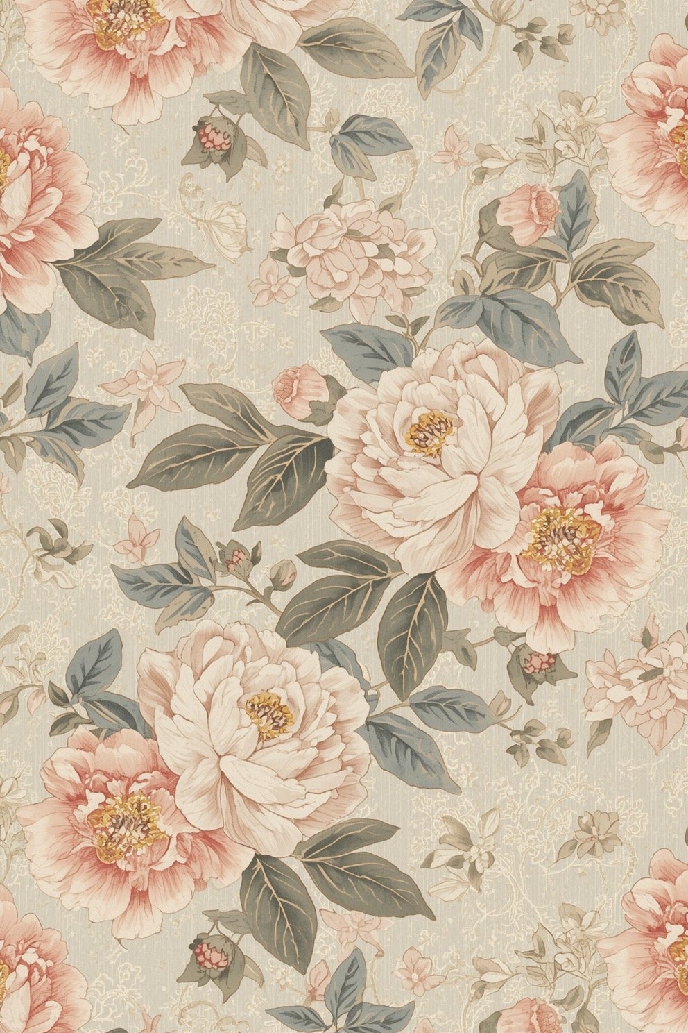 Vintage Floral Wall Art set of 4 | Peony Botanical Print | Digital ...
