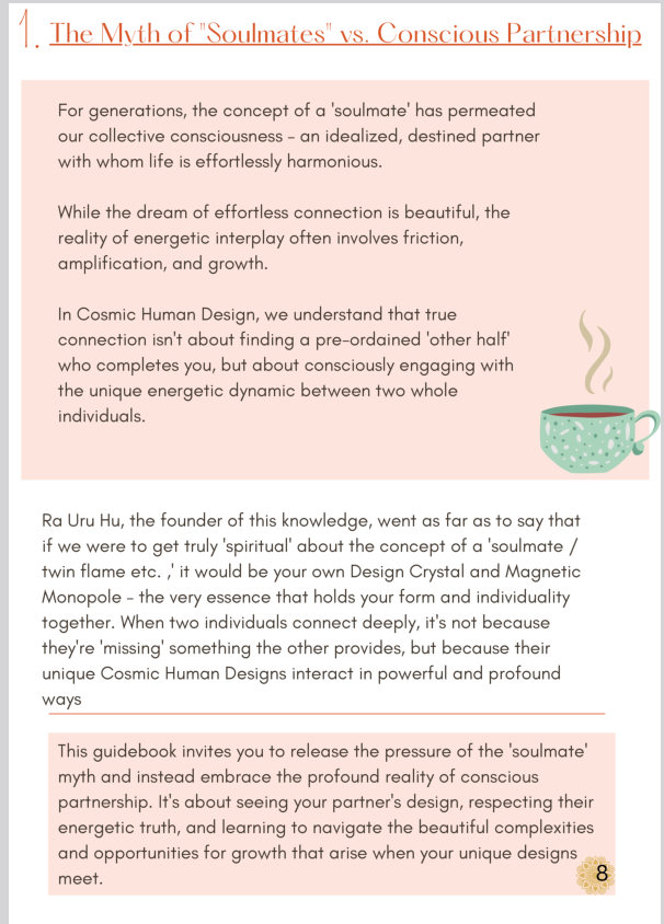Section on The Myth of Soulmates in Human Design and conscious partnership.