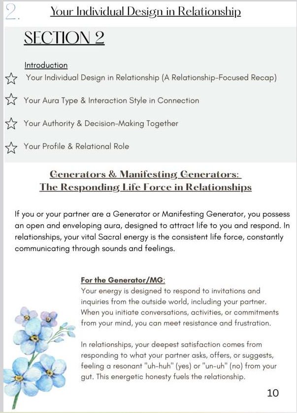 Generator and Manifesting Generator strategy and Sacral energy in relationships.