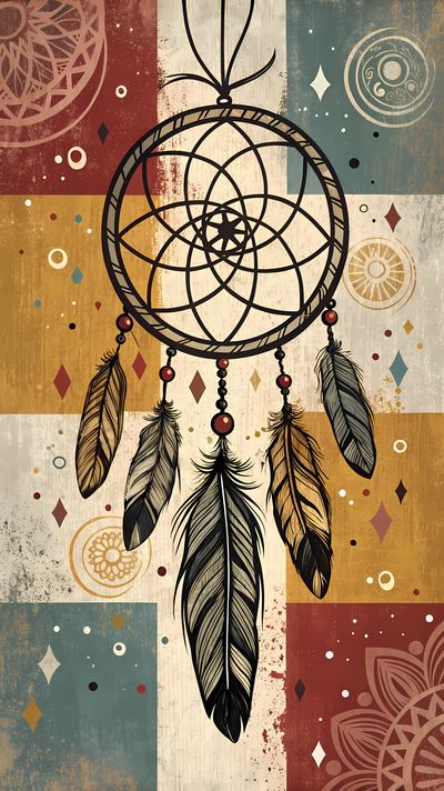 24 FREE Files - Dreamcatcher in Geometric Pop-Graffiti Art Styles ♥    A bold geometric pop-graffiti artwork featuring a large central dreamcatcher outlined in expressive black strokes. The design blends abstract expressionism, pop art, and urban graffiti