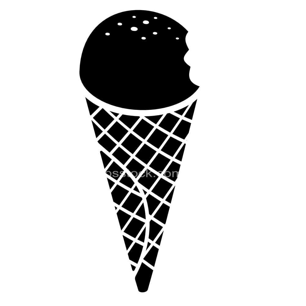 bitten ice cream in cone