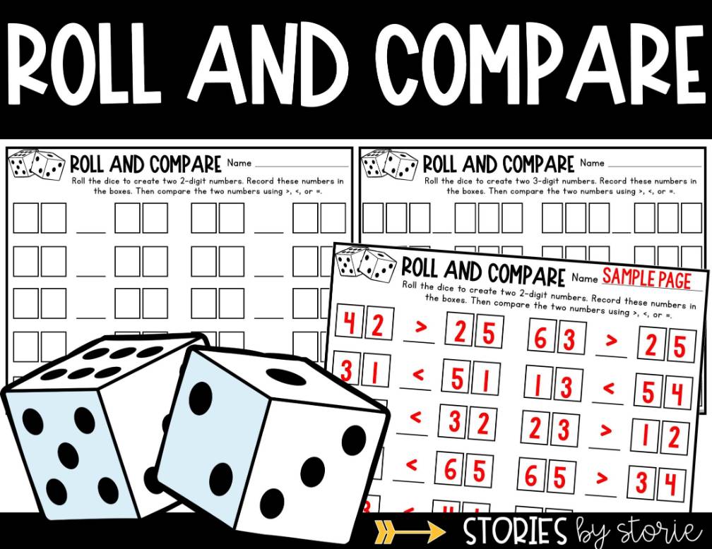 Math Dice Games Pack 3 Printable and Digital Activities