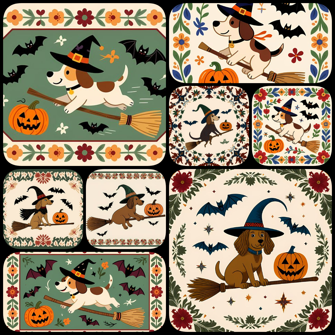 🐾Bring a touch of spooky charm and rustic elegance to your creative projects with this exclusive Halloween Folk Art Dog Bundle! Featuring 135 high-resolution PNG designs (3072px to 9216px, 300 DPI) in square, portrait, and landscape formats, this collecti