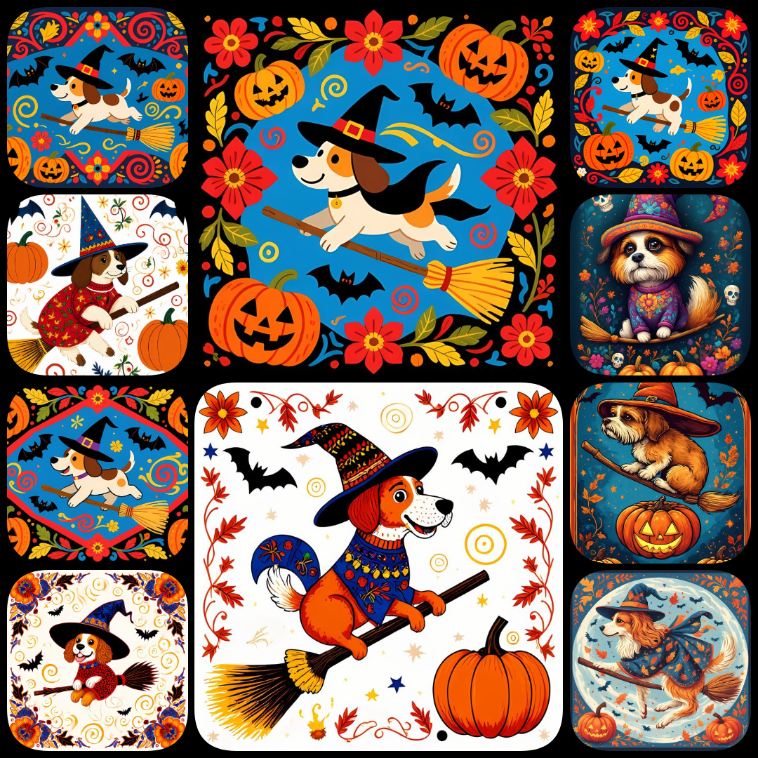 🐾Bring a touch of spooky charm and rustic elegance to your creative projects with this exclusive Halloween Folk Art Dog Bundle! Featuring 135 high-resolution PNG designs (3072px to 9216px, 300 DPI) in square, portrait, and landscape formats, this collecti