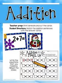 Winter Math Centers for Kindergarten, 1st, and 2nd grade