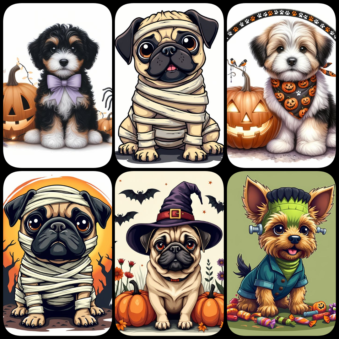 Get ready for a howling good time with this Halloween Dogs Art Bundle! Featuring 120 unique designs, each one in a high-resolution 6144px x 6144px PNG format at 300 DPI, this collection brings a fun mix of spooky dogs, Halloween themes, and festive illust
