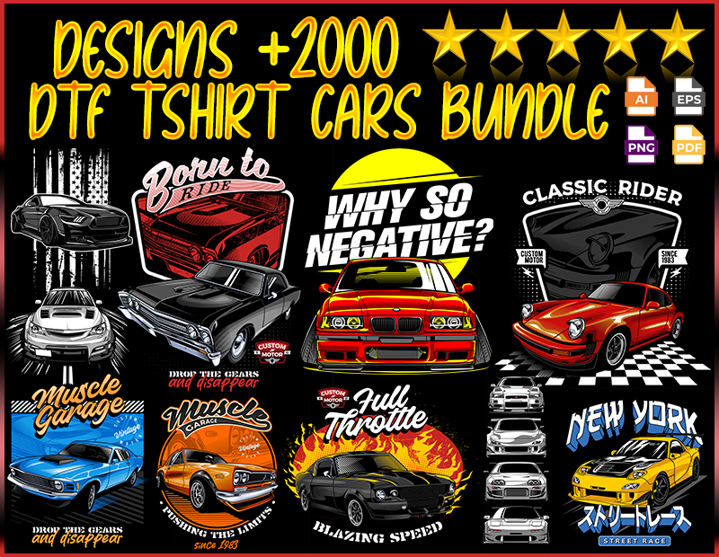 dtf design cars bundle tshirt sublimar camiseta carros diseños vector dtf