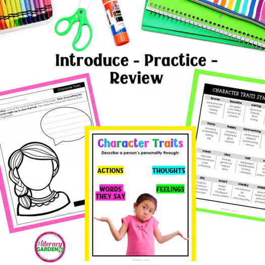 CHARACTER TRAITS Passages Lists Anchor Charts Worksheets 2nd 3rd Activities
