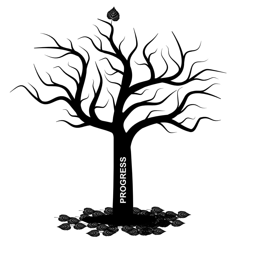 tree with one leaf, symbol of staff reduction in business