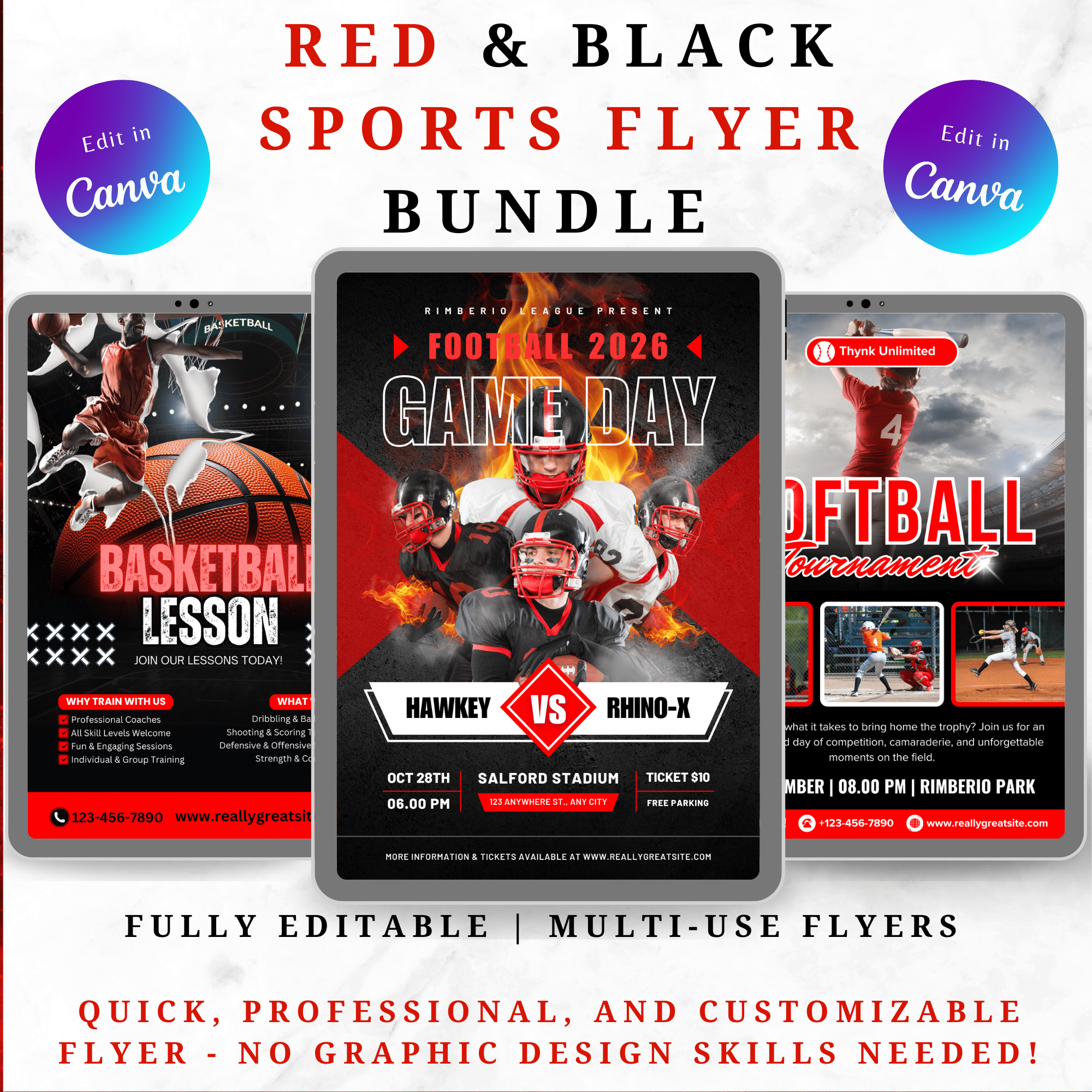 RED & BLACK SPORTS FLYER BUNDLE - Payhip