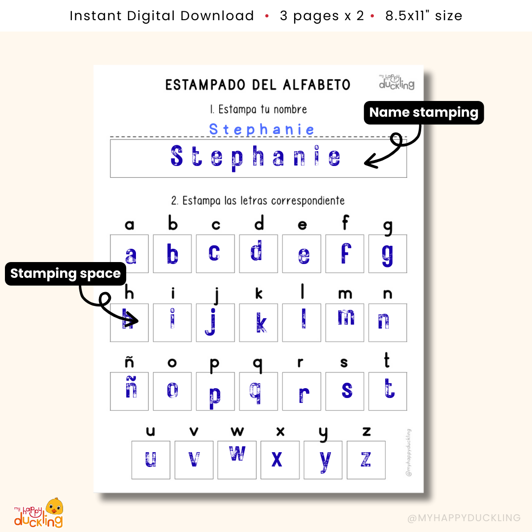 Stamping alphabet letters uppercase and lowercase practice