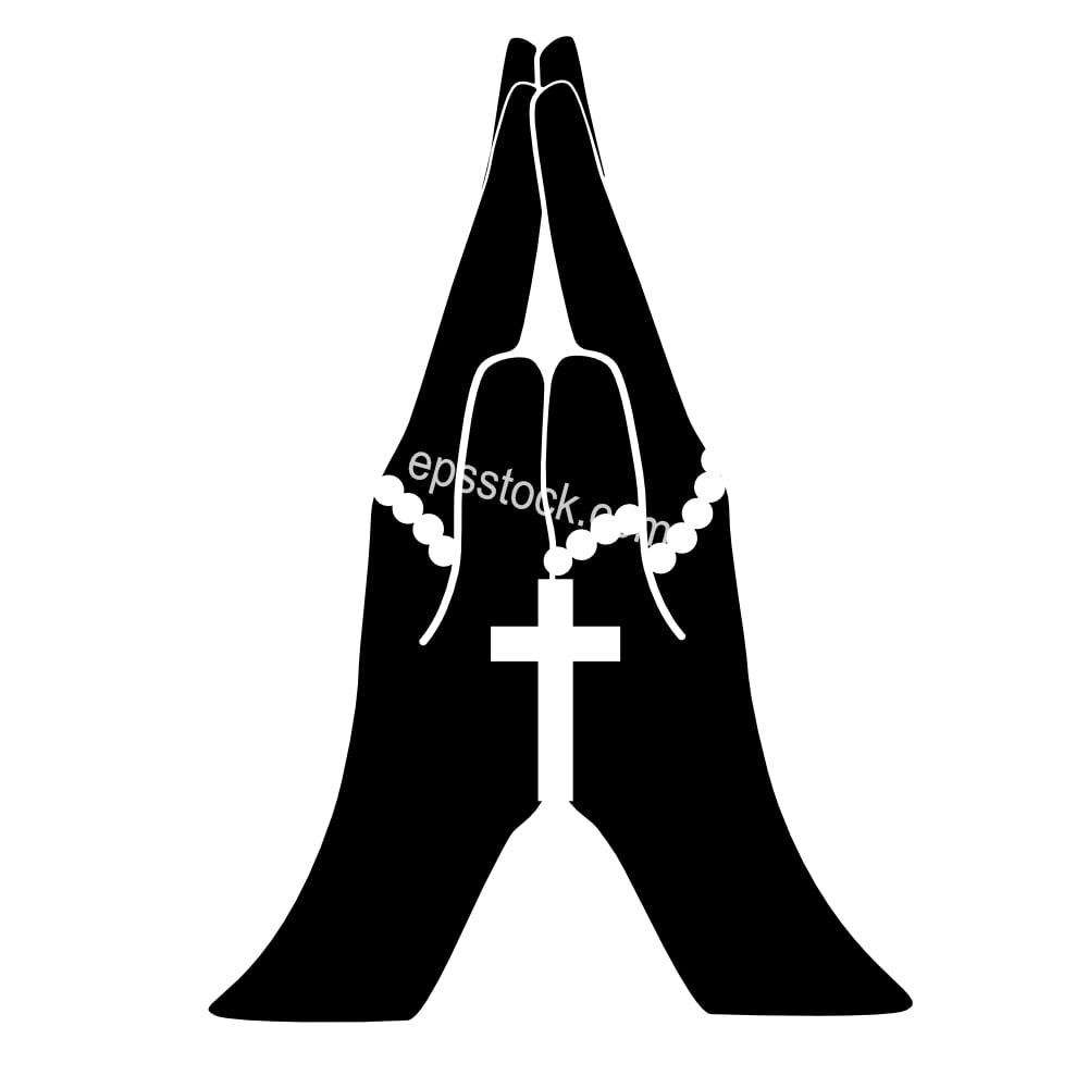 Praying hands with cross