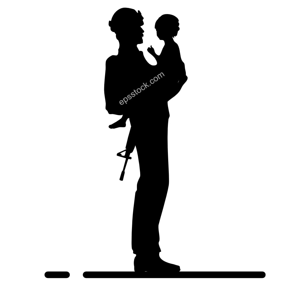 soldier helping child