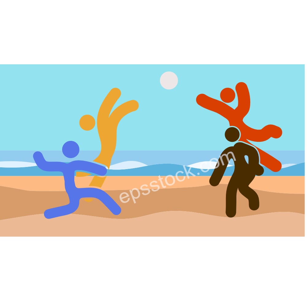 friends playing volleyball on beach