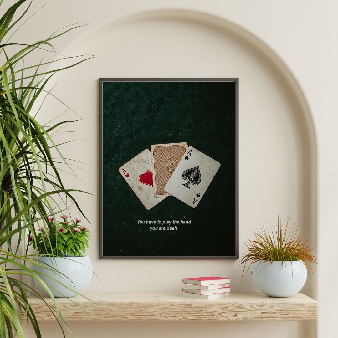 Vintage Poker Art Print: Inspirational Quote, Minimalist Card Design (Digital Download)