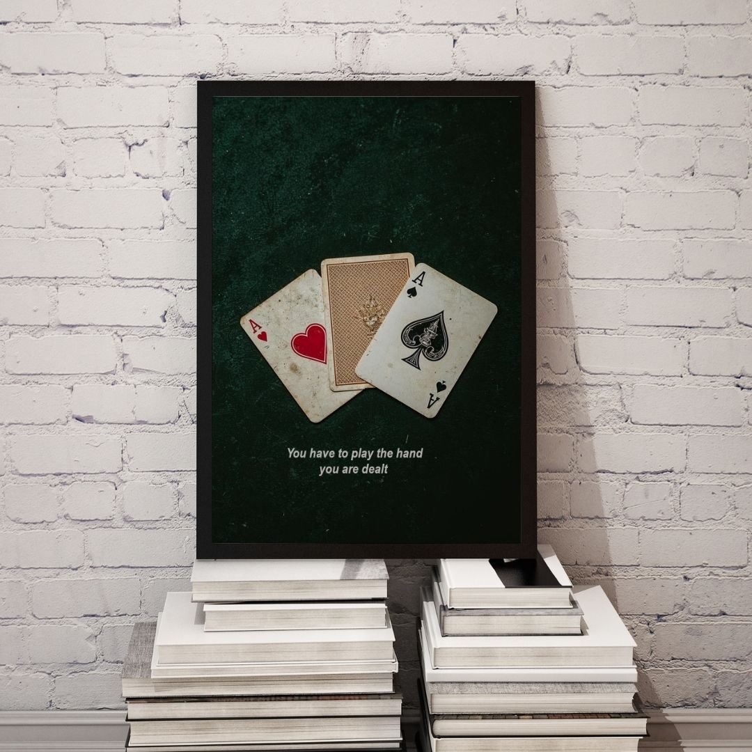 Vintage Poker Art Print: Inspirational Quote, Minimalist Card Design (Digital Download)