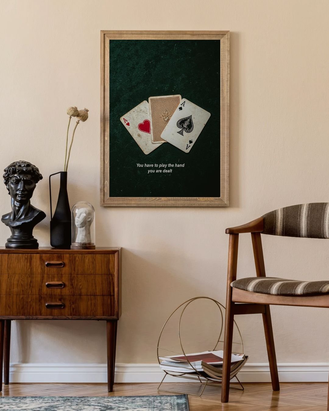 Vintage Poker Art Print: Inspirational Quote, Minimalist Card Design (Digital Download)