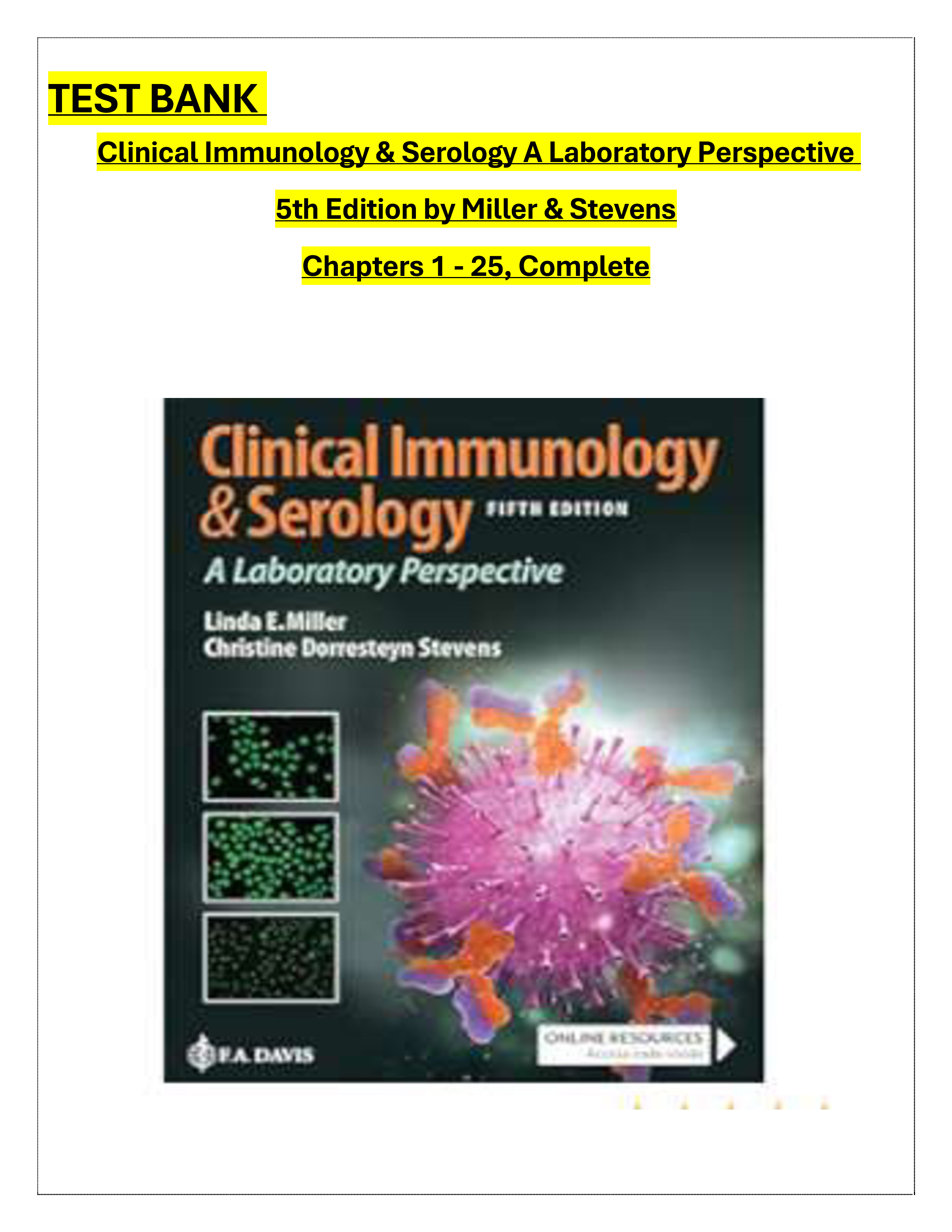 Test Bank for Clinical Immunology & Serology: A Laboratory Perspective ...