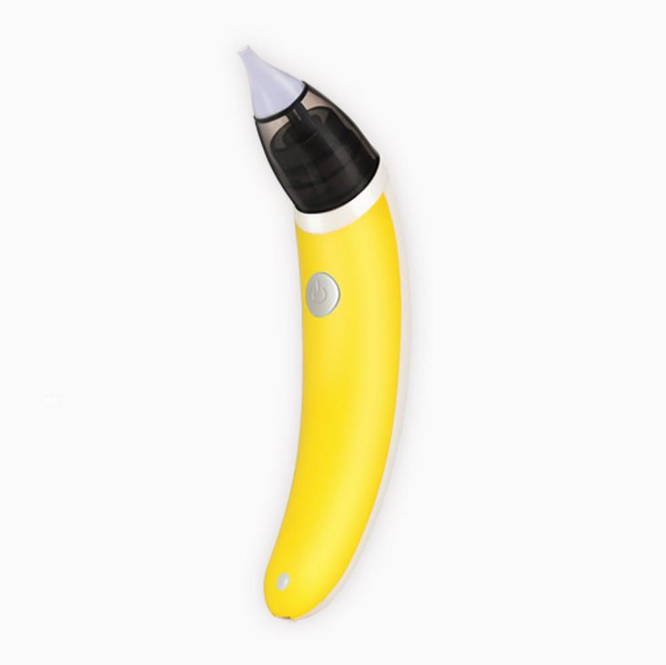 Rechargeable baby booger remover with gentle and effective suction.