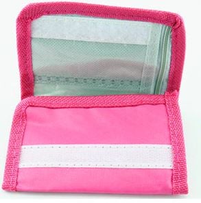 Hero team character wallet in trifold design for boys and girls.