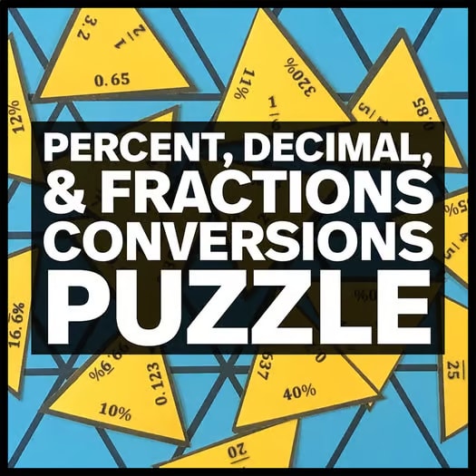 Percent Decimal and Fraction Conversions Puzzle - Fun Math Activity