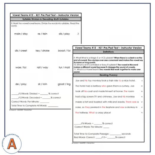 Introduction to Vowel Teams Progress Monitoring Assessment