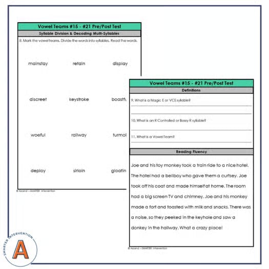 Introduction to Vowel Teams Progress Monitoring Assessment