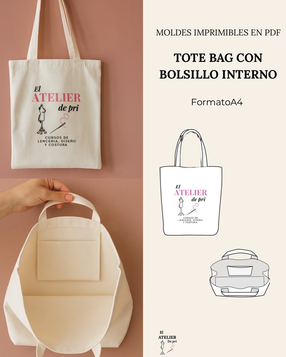 Tote bag con bolsillo interno - Payhip