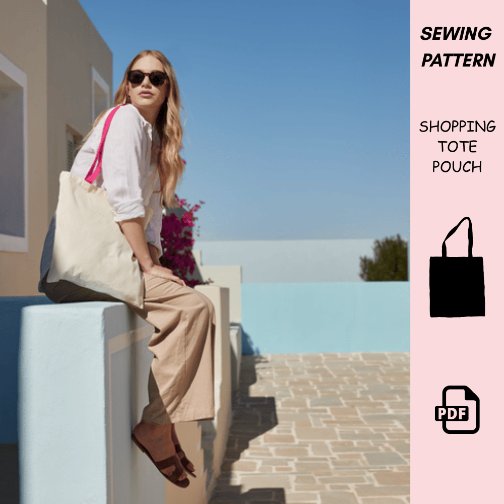 Foldable Tote Bag Sewing Pattern PDF – Reusable Market Bag with Pocket ...
