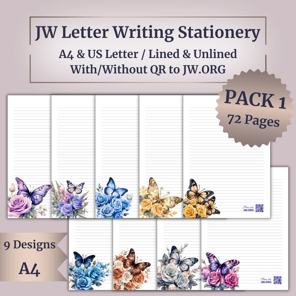 Printable JW Letter Writing Stationery – Butterfly & Floral Designs – Pack 1/ 72 pagesPrintable JW Letter Writing Stationery – Butterfly & Floral Designs – Pack 1/ 72 pages
