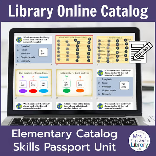 2nd or 3rd Grade Library Catalog Skills Passport Unit