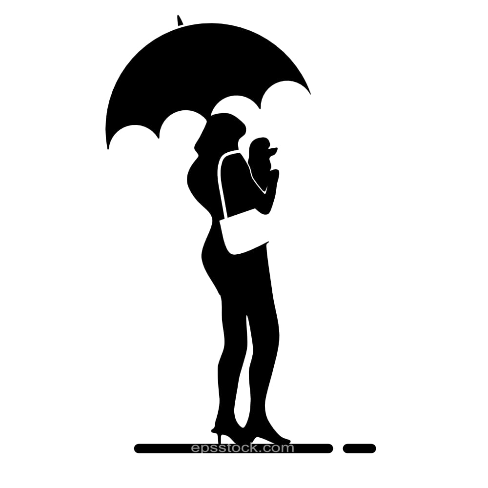 woman and dog under umbrella