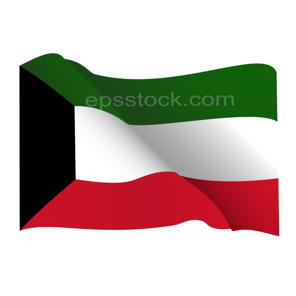 Waving Flag of Kuwait