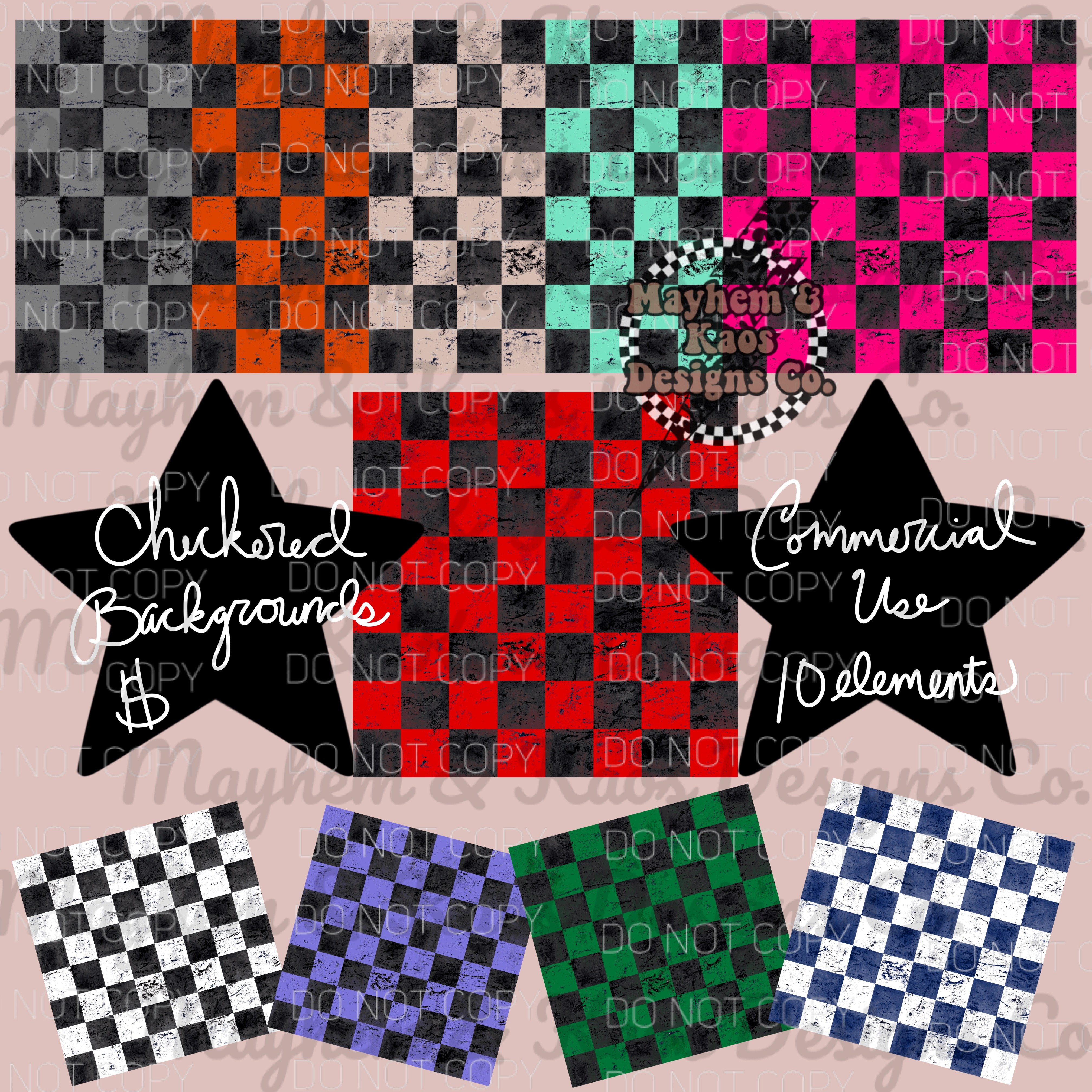 Textured checkered backgrounds clipart bundle - Payhip