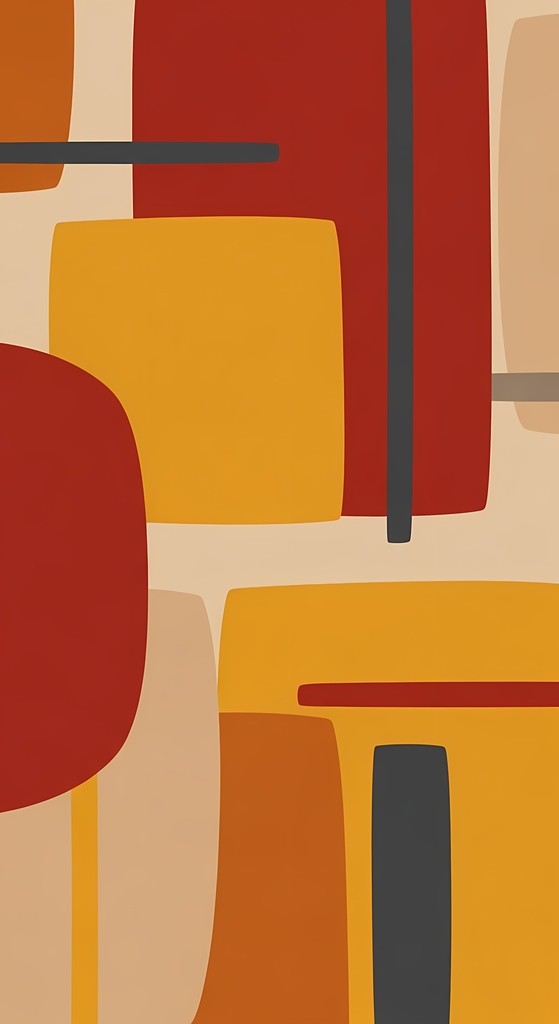 24 Boho Inspired Mid-Century Modern Abstract Geometric Art Bundle. Add bold color and timeless retro style to your home with this Mid-Century Modern Abstract Geometric Art Bundle. Featuring vibrant oranges, deep reds, ochres, and warm neutrals, these desi