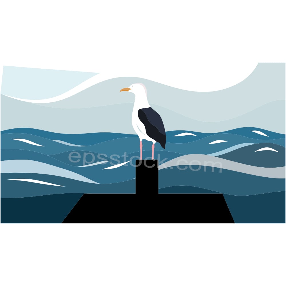 landscape with seagull