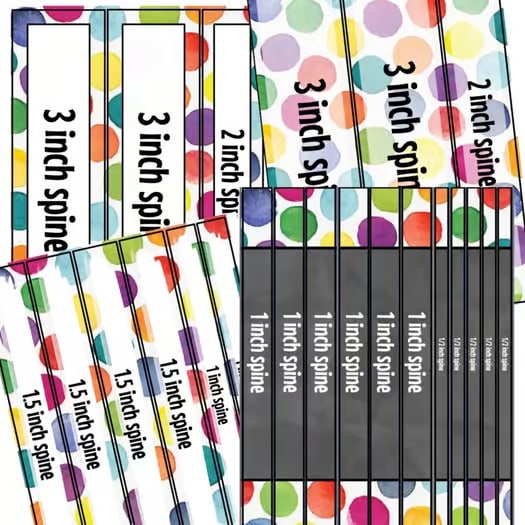 Editable Binder Covers & Spines - Bright Watercolor Dots